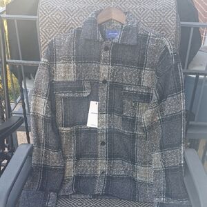 Jack and Jones Black and Gray Plaid Jacket
